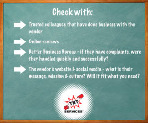 Utilize this checklist when selecting a vendor